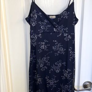 Navy High Low Silver Glitter Flower Dress